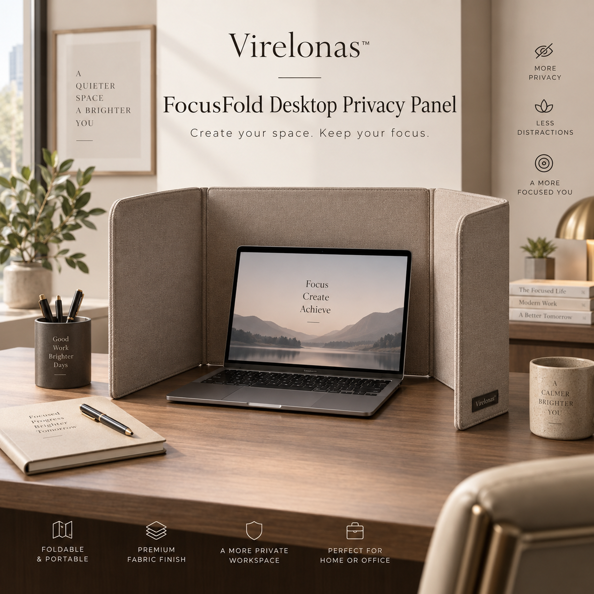 Virelonas™ FocusFold Desktop Privacy Panel