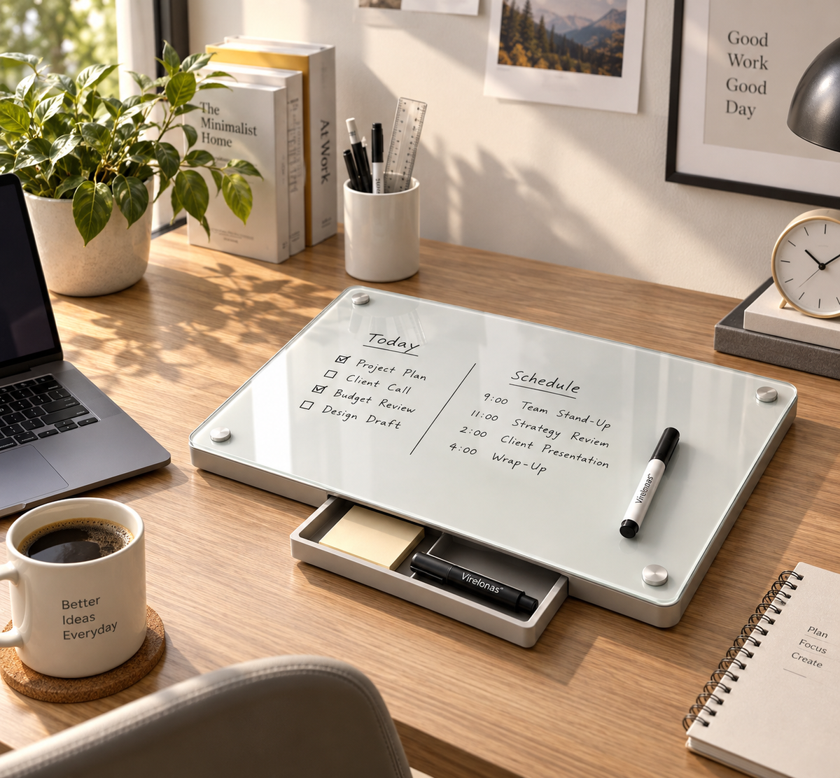 Virelonas™ ClearPlan Desktop Glass Board